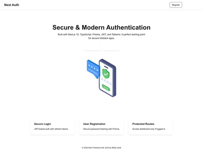 Next Fullstack Auth screenshot