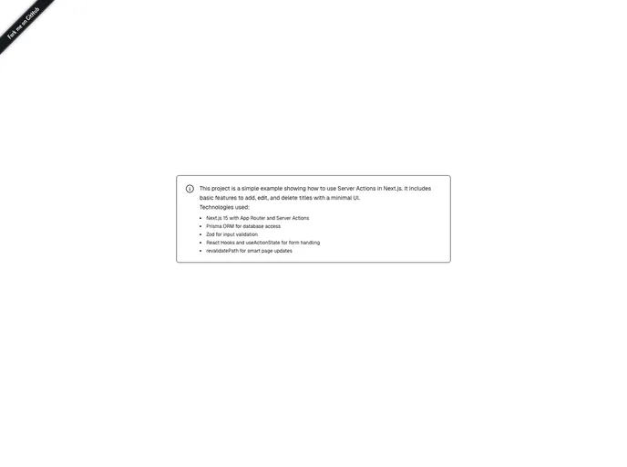 Nextjs Prisma ServerAction MongoDB CRUD screenshot