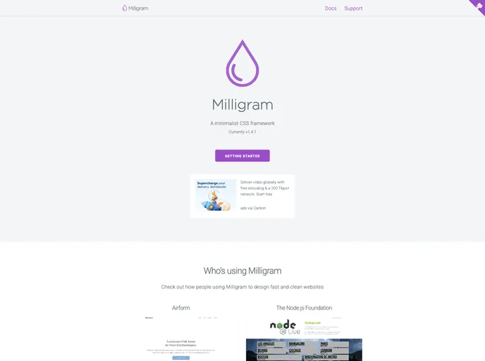 Milligram screenshot