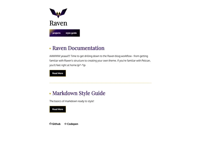 screenshot of Raven