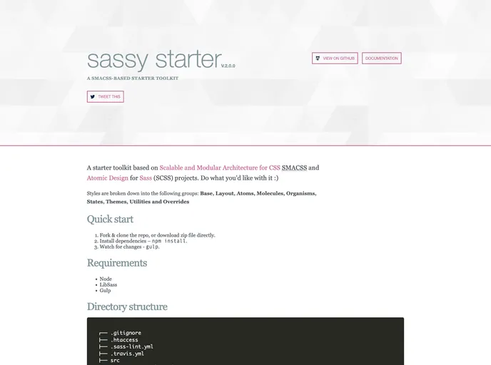 screenshot of Sassy Starter