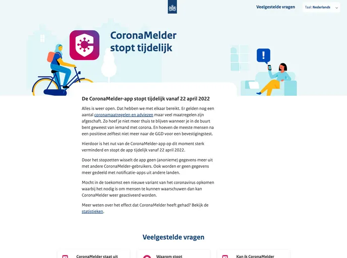 screenshot of Nl Covid19 Notification App Website