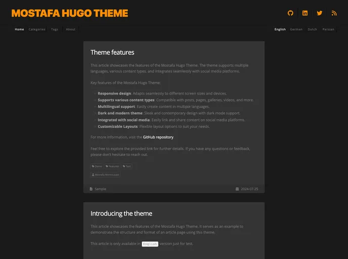Mostafa Hugo Theme screenshot