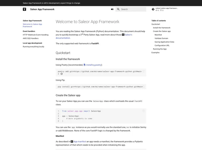 screenshot of Saleor App Framework Python