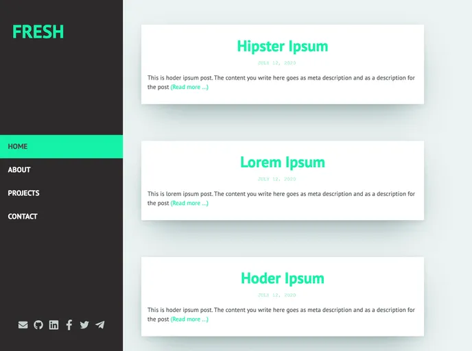 screenshot of Gatsby Starter Fresh