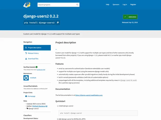 screenshot of Django Users2