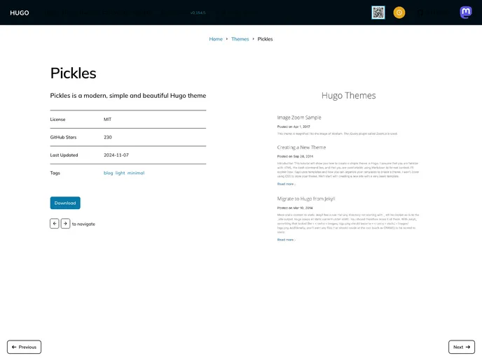 Hugo_theme_pickles screenshot