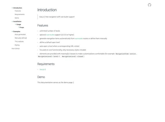 Vue Tree Navigation screenshot