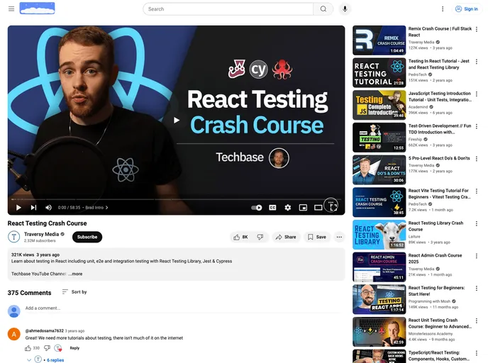 screenshot of React Testing Starter