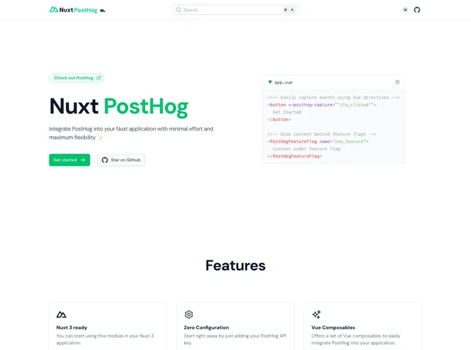 screenshot of Nuxt Posthog