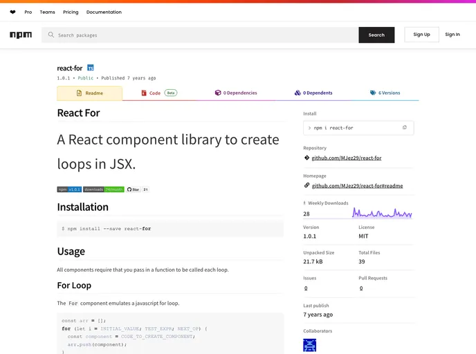 screenshot of React For