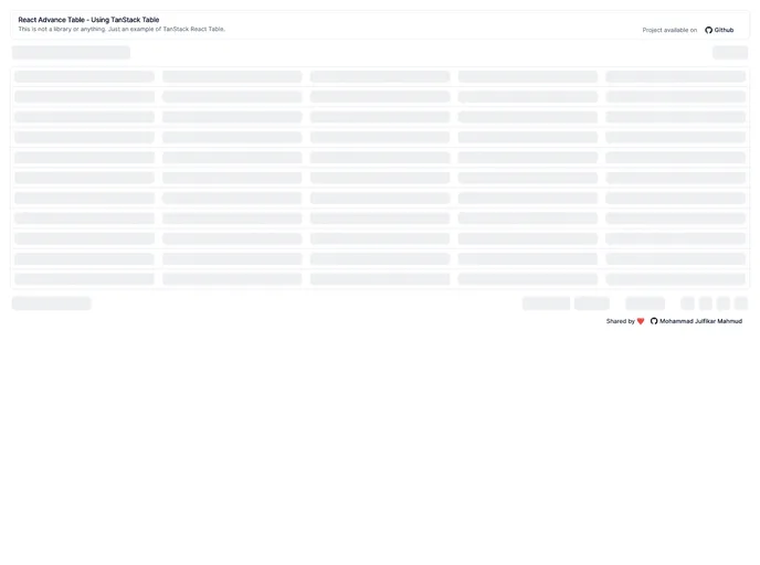 screenshot of React Advance Table