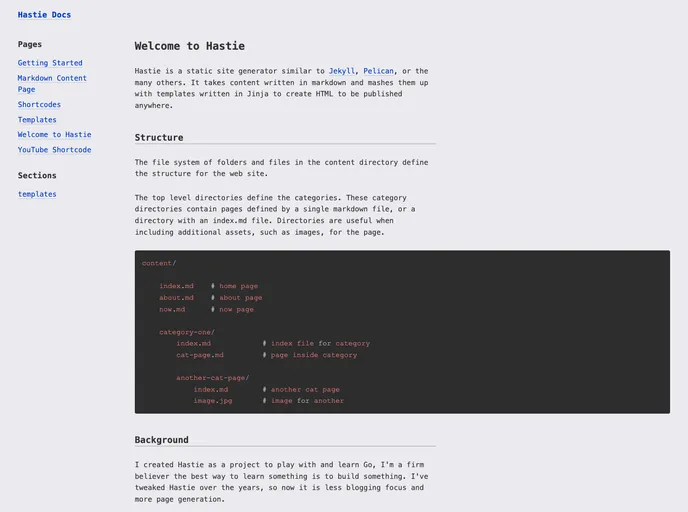 screenshot of Hastie