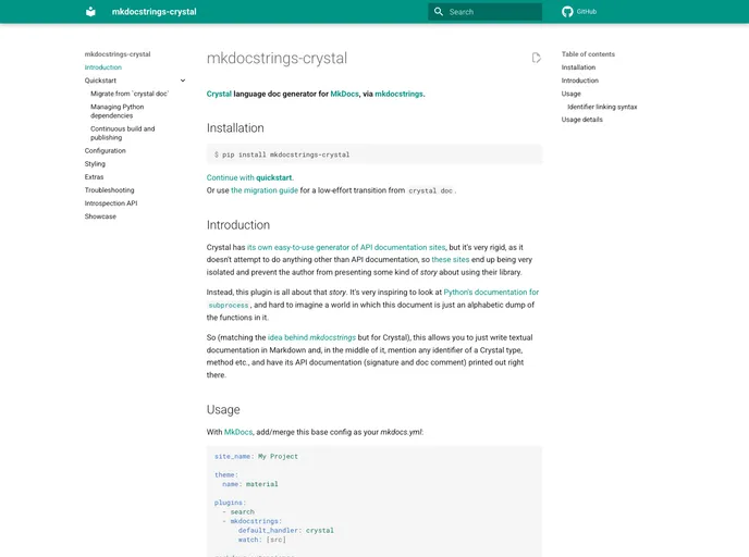 screenshot of Crystal