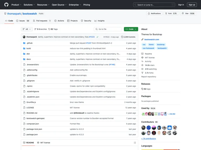 screenshot of Bootswatch Sass