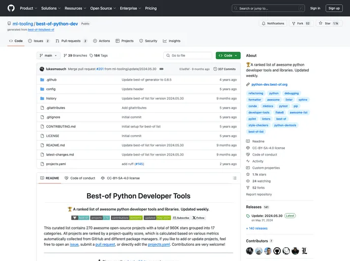screenshot of Best Of Python Dev