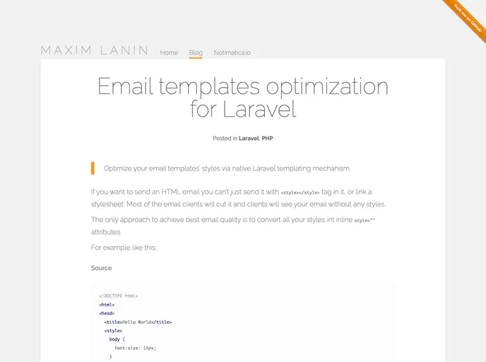 screenshot of Laravel Email Templates Optimization
