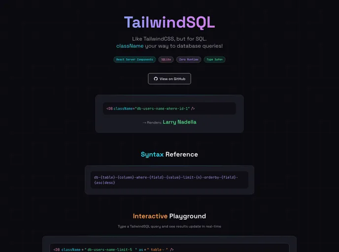 Tailwindsql screenshot