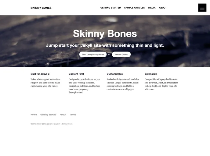 screenshot of Jekyll Theme Skinny Bones