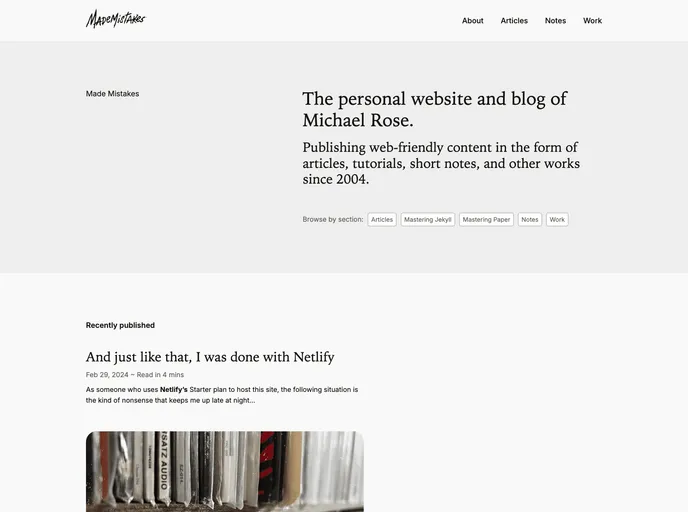 screenshot of Made Mistakes Jekyll