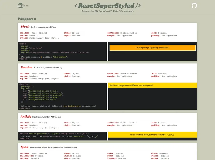 screenshot of React Super Styled