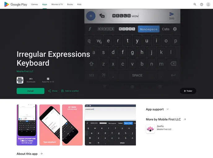 screenshot of Irregular Expressions
