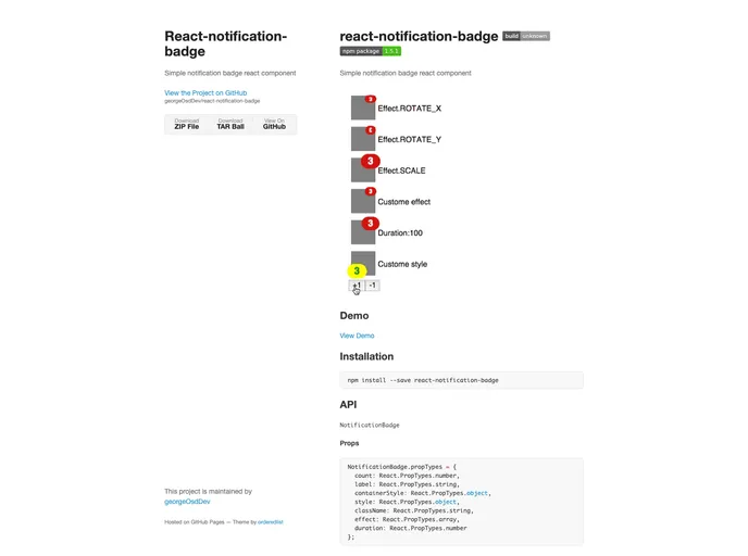 React Notification Badge screenshot