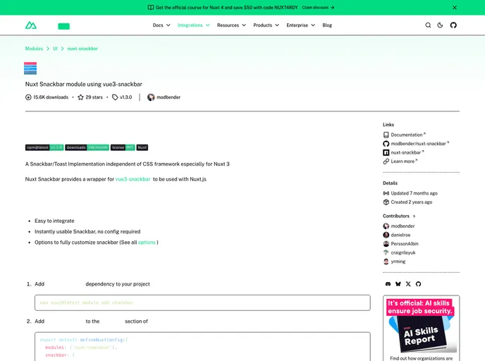 screenshot of Nuxt Snackbar