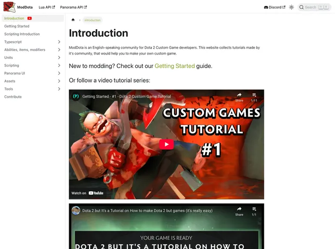 screenshot of Moddota.github.io