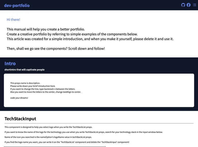 screenshot of Dev Portfolio App