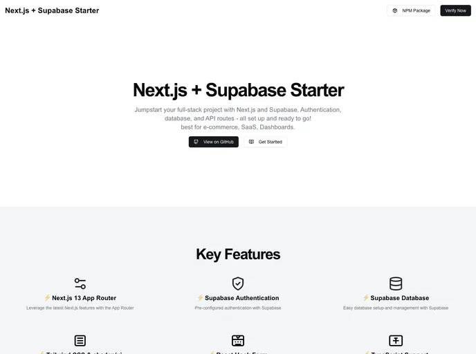 screenshot of Next Supabase Starter