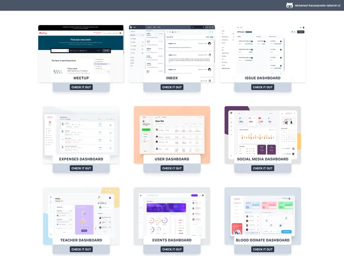 screenshot of Svelte Tailwind UI