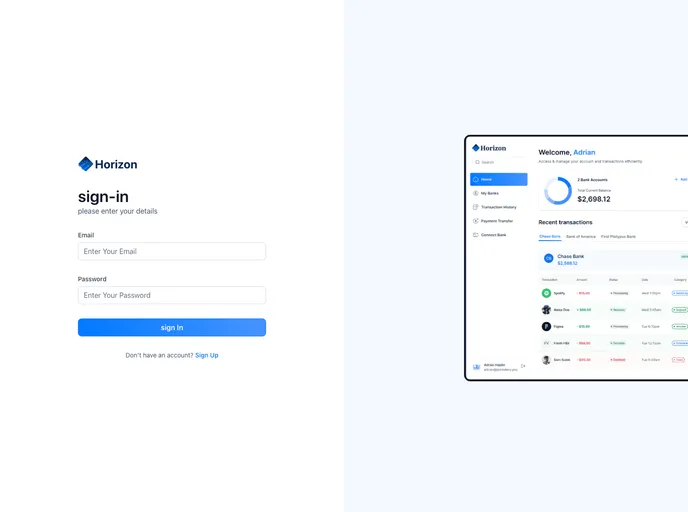screenshot of Horizon Banking