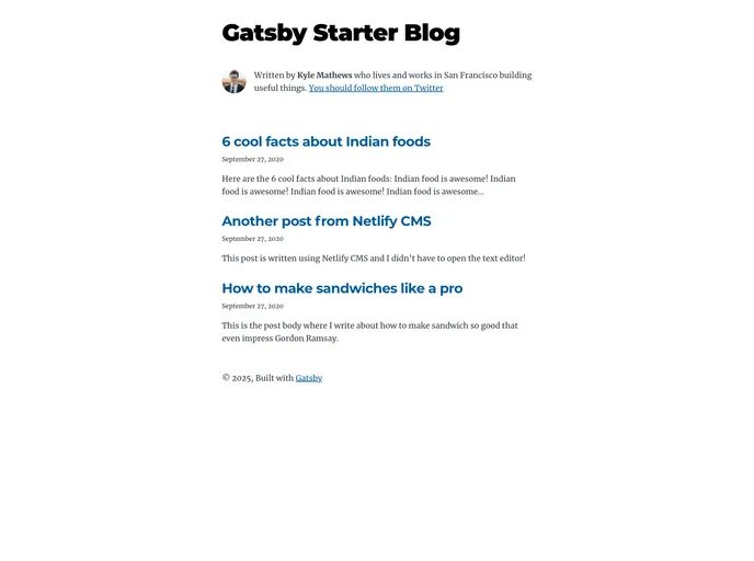 screenshot of Foodblog