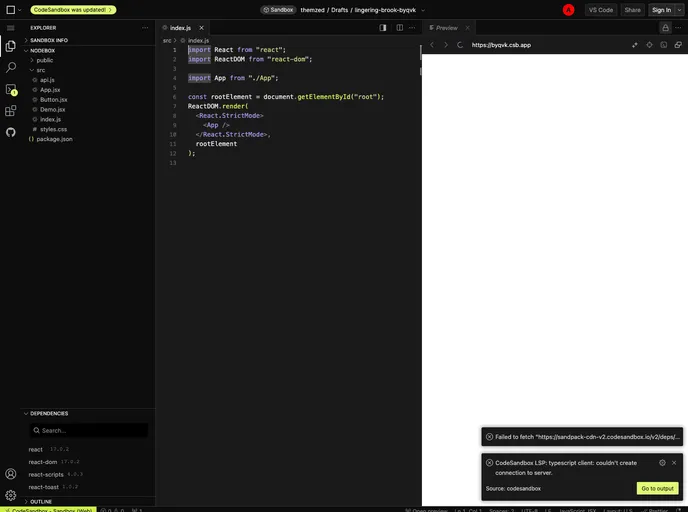 React Toast screenshot