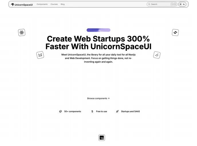screenshot of Unicornspace UI