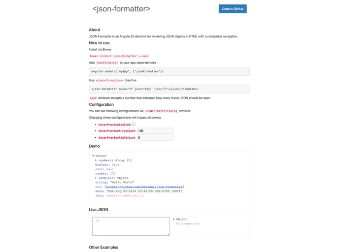 screenshot of Json Formatter