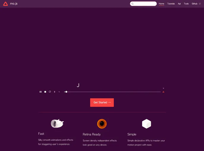 screenshot of Mojs.github.io