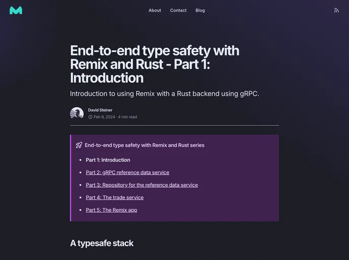 screenshot of Remix Rust Grpc Example