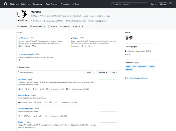screenshot of Monitorr