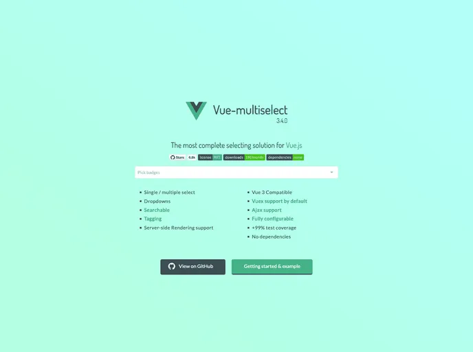 Vue Multiselect screenshot