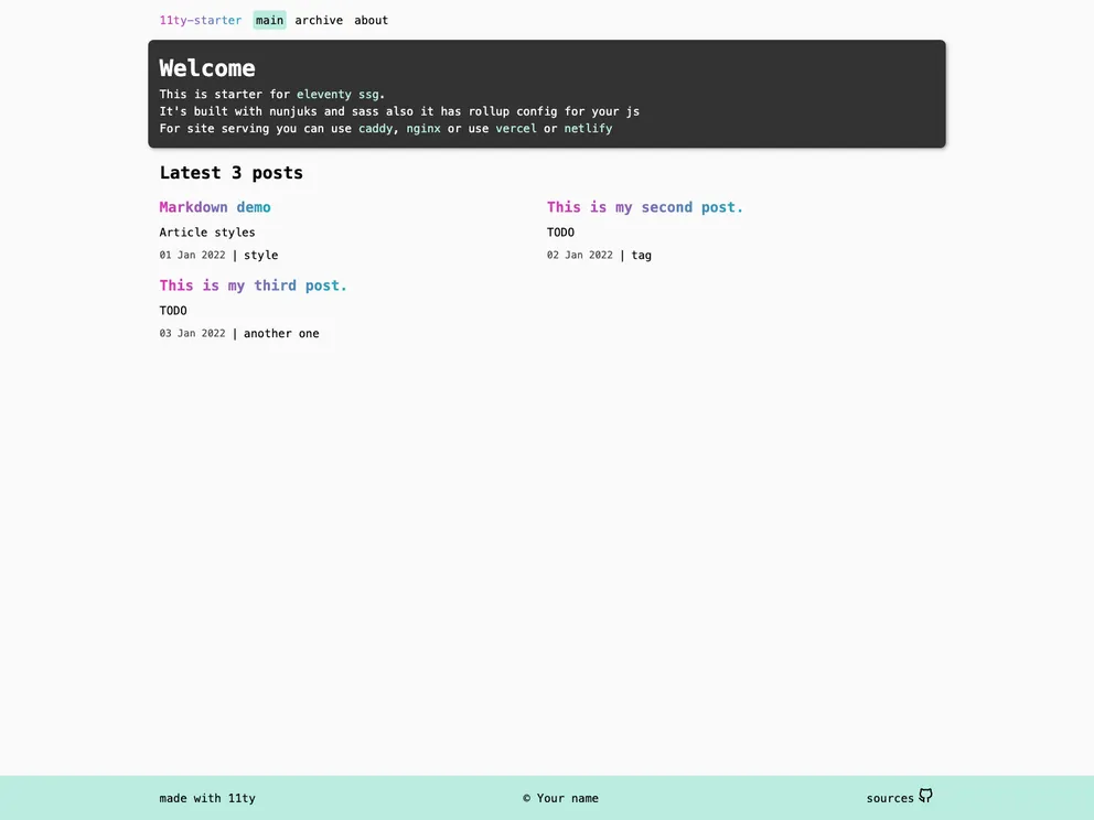 11ty Starter screenshot