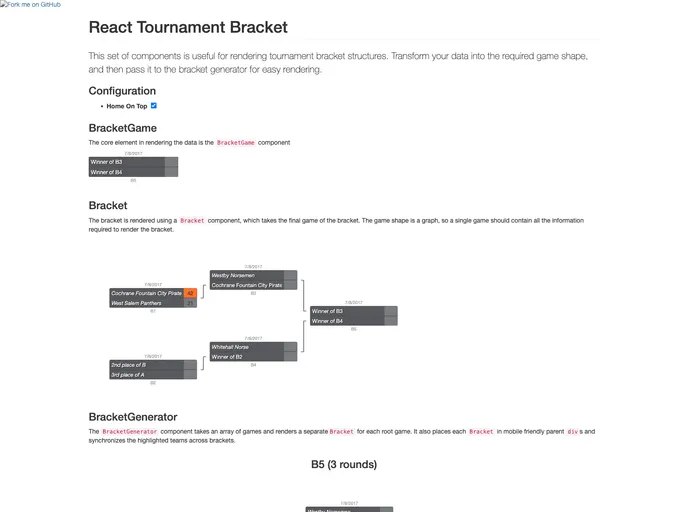 screenshot of React Tournament Bracket