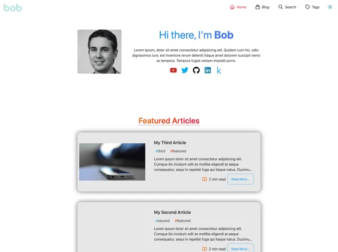screenshot of Bob Blog