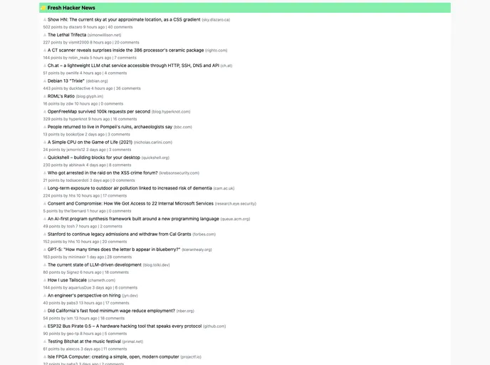 screenshot of Fresh Hacker