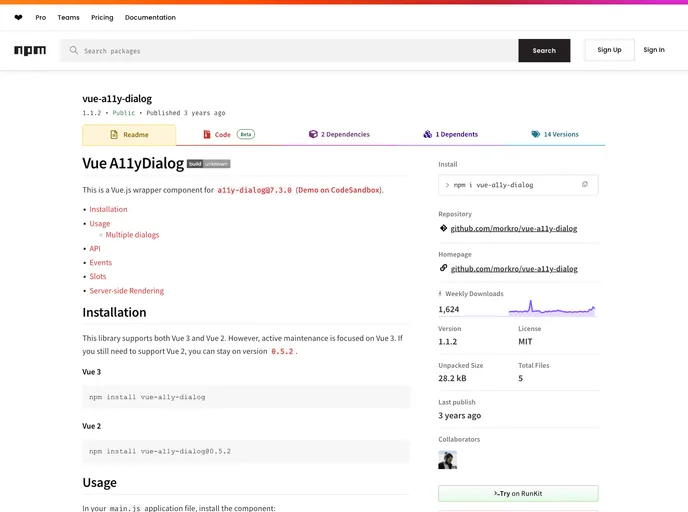 Vue A11y Dialog