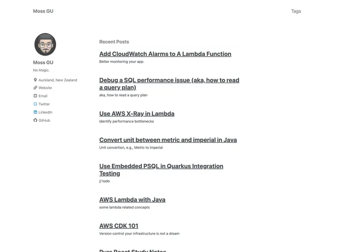 screenshot of Mossgreen.github.io