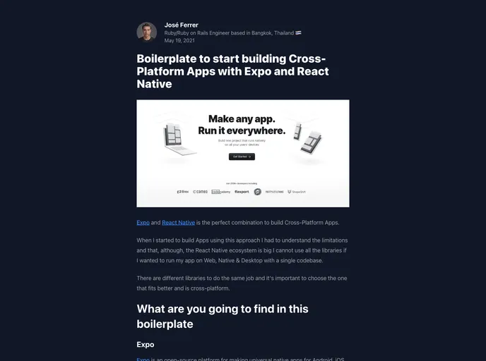 screenshot of Expo Boilerplate