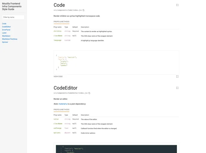 screenshot of Components
