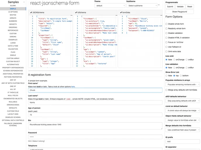 React Jsonschema Form screenshot